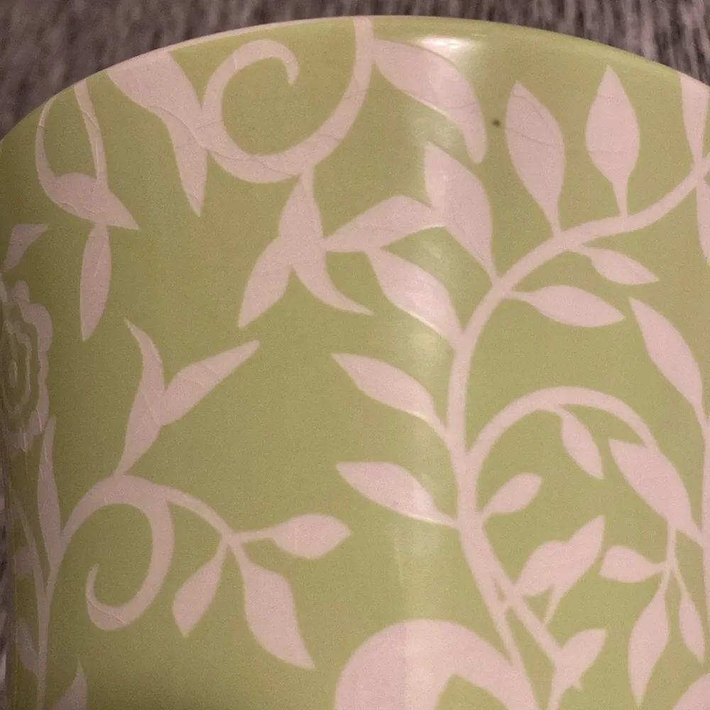 Vintage Orange and Green Floral Spring Bath and Body Works Vase Planter Pot